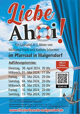 Banner Theateraufführung "Liebe Ahoi!"