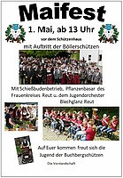 Logo Maifest vor dem Schützenhaus