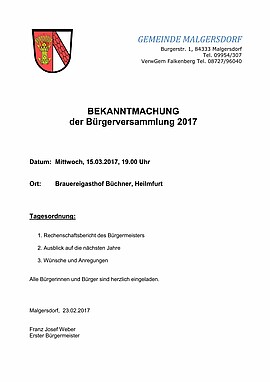 Banner Bürgerversammlung 2017